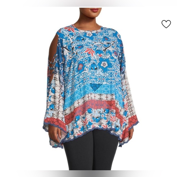Johnny Was Plus Bondi Printed Poncho Top Size XS NWOT - Picture 3 of 11